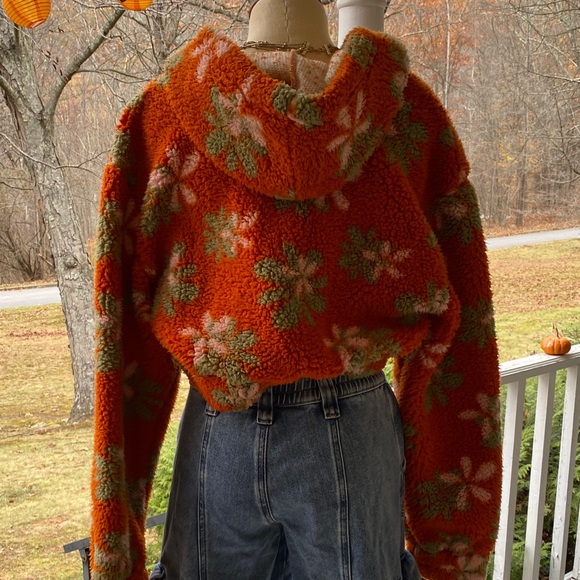 PascSun Floral Orange Fuzzy Cropped Hoodie - Picture 8 of 14